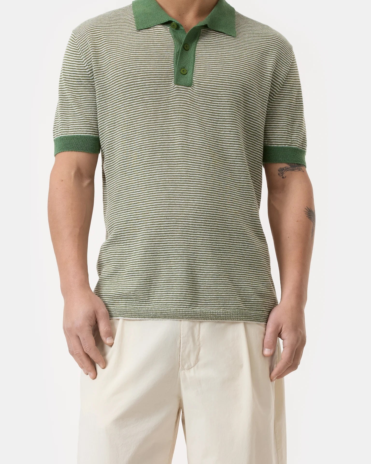 Closed Men's Linen Blend Polo - Ranger Green Men's Tops - Sloane Boutique
