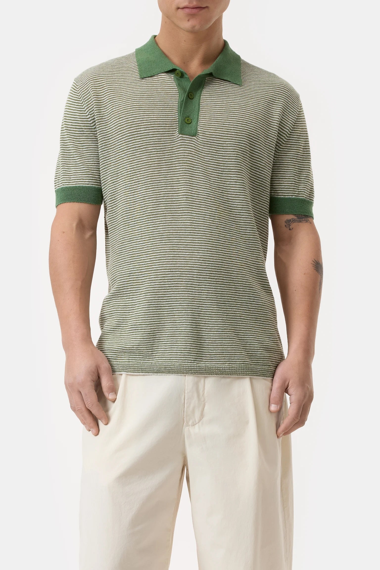 Closed Men's Linen Blend Polo - Ranger Green Men's Tops - Sloane Boutique
