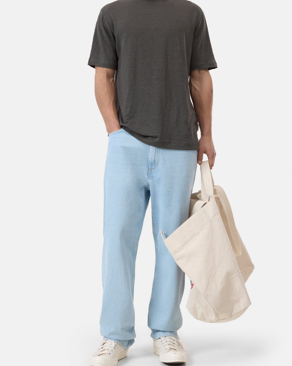 Closed Men's Linen Blend T-Shirt - Pepper Grey Men's Tops - Sloane Boutique