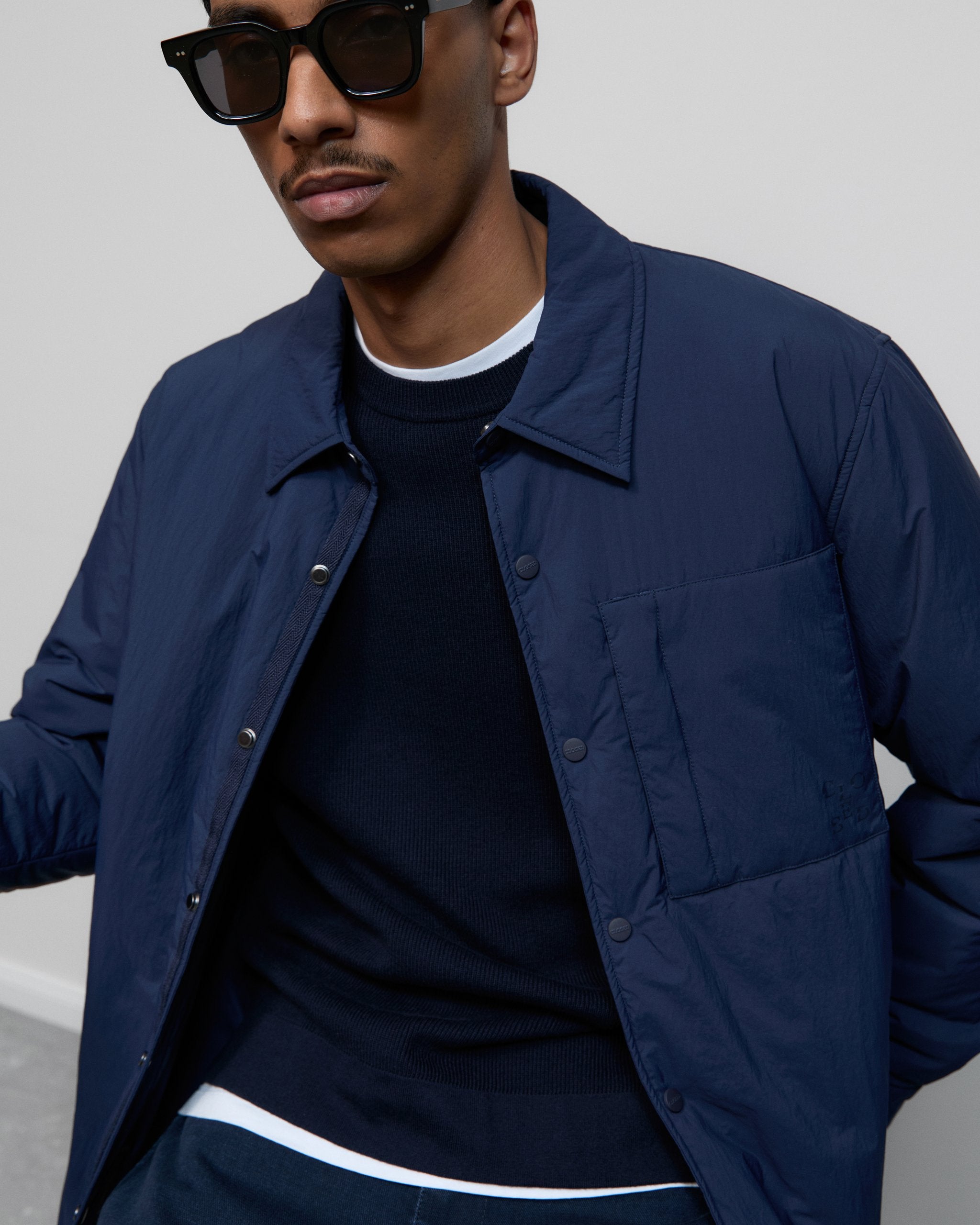 CLOSED Men's Quilted Overshirt - Smokey Blue Outerwear - Sloane Boutique