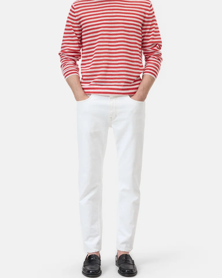 CLOSED Men's Striped Crewneck Sweater - Laser Red Men's Tops - Sloane Boutique