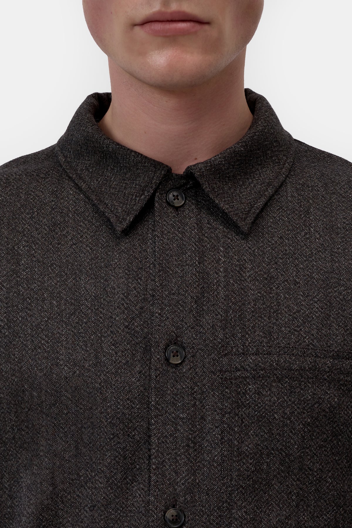 Closed Men's Wool Shirt - Espresso Brown Men's Tops - Sloane Boutique