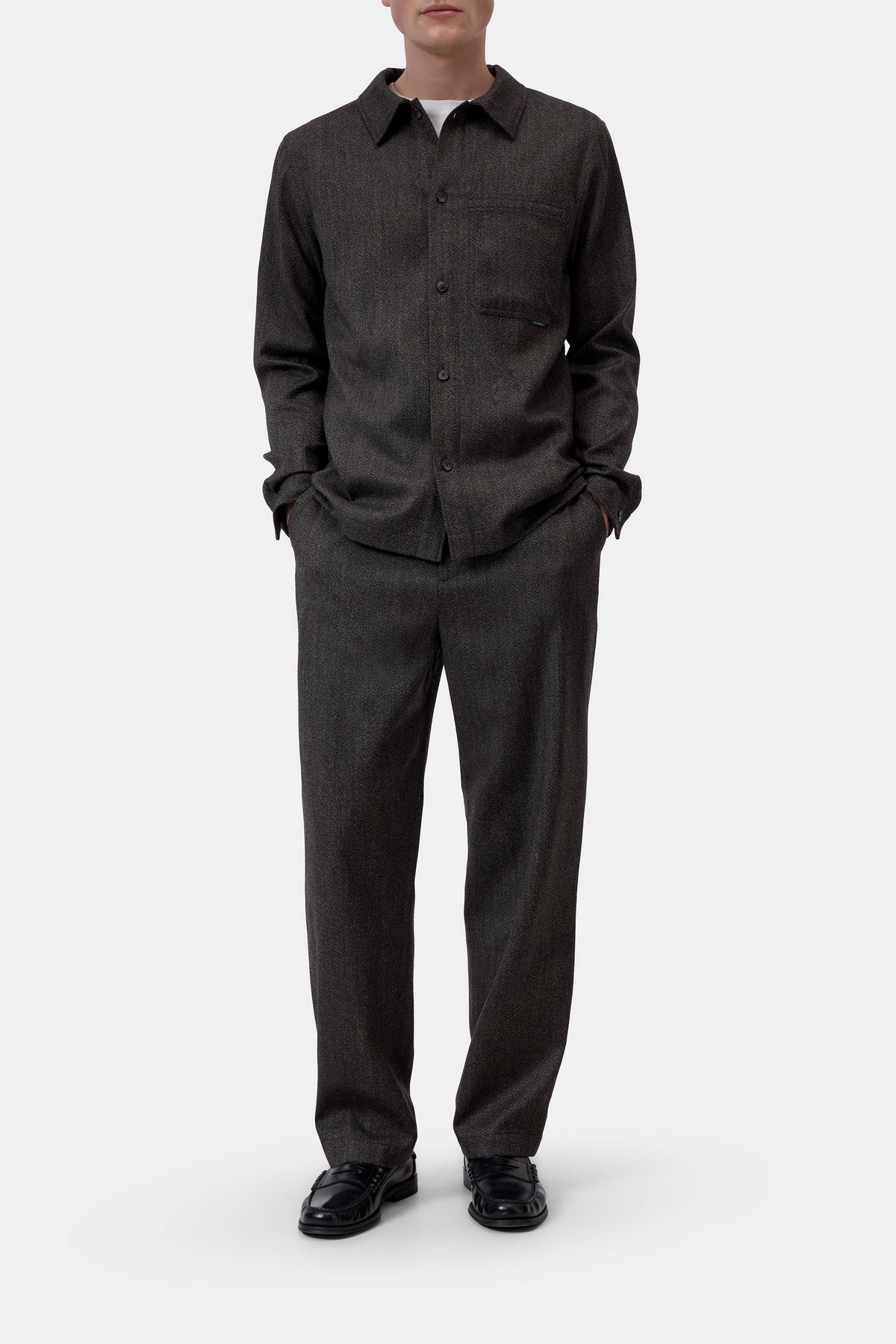 Closed Men's Wool Shirt - Espresso Brown Men's Tops - Sloane Boutique