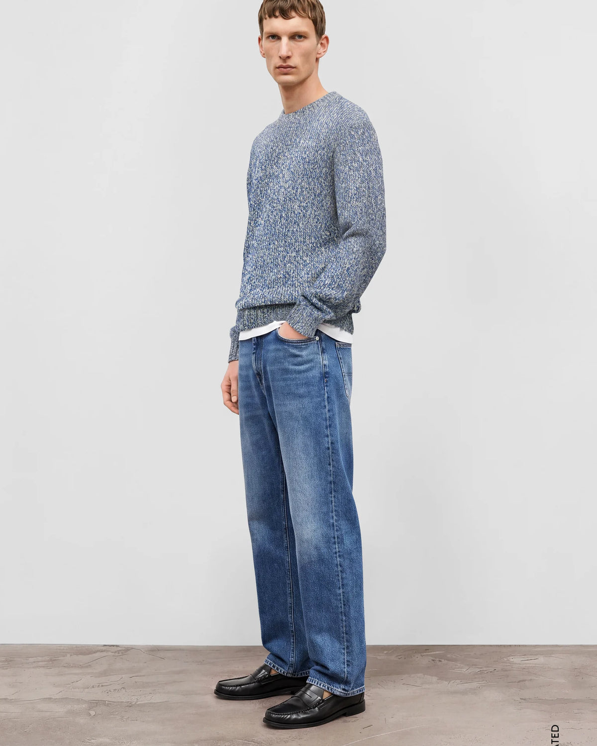 Closed Mouliné Crewneck - Harbour Blue Men's Tops - Sloane Boutique