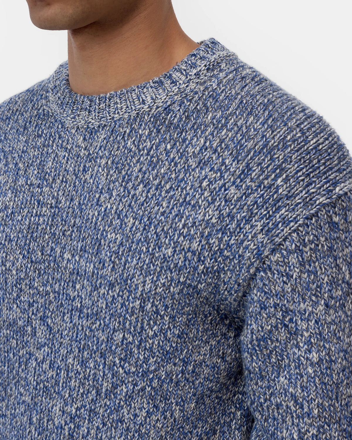 Closed Mouliné Crewneck - Harbour Blue Men's Tops - Sloane Boutique
