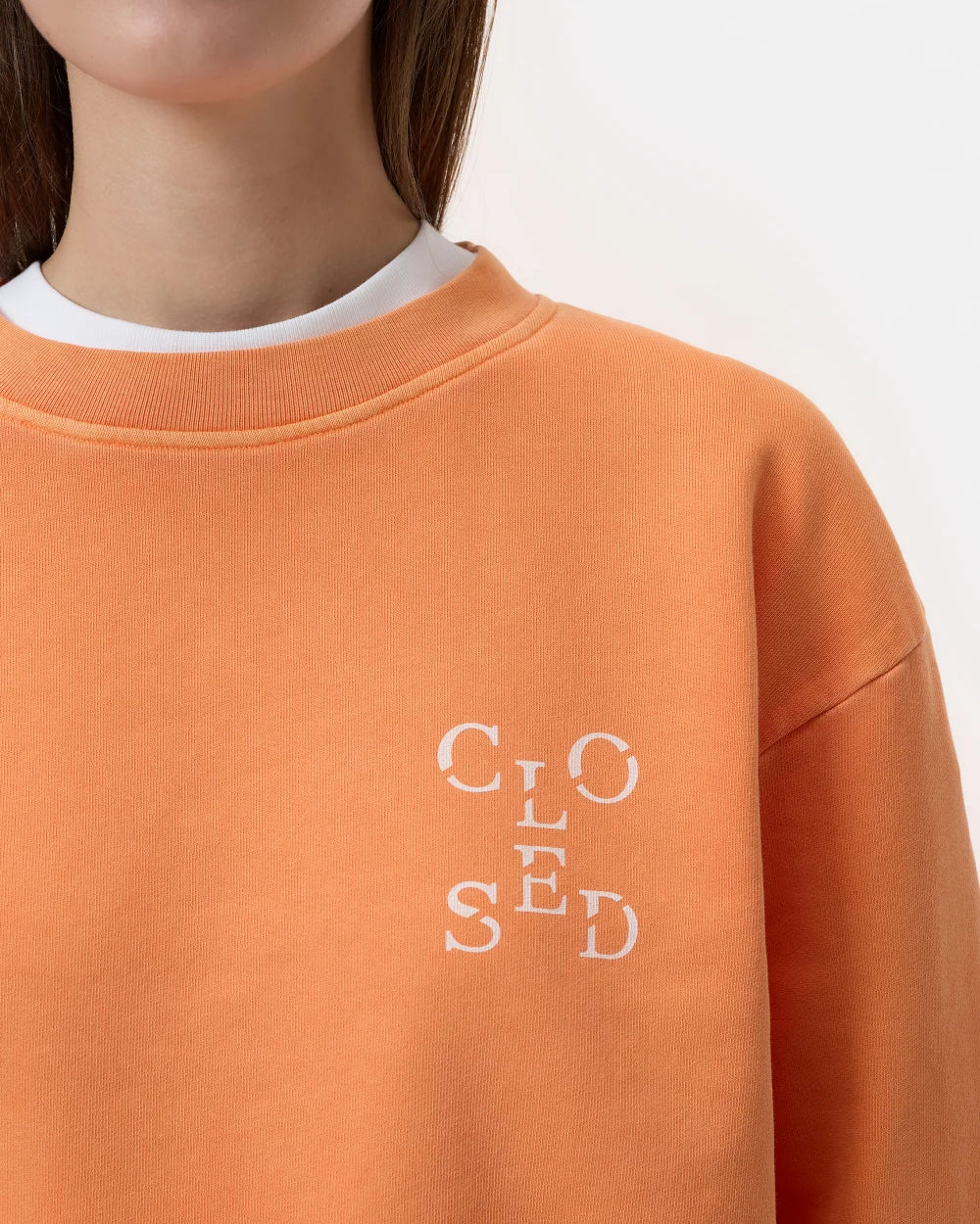 Closed Printed Sweatshirt - Pumpkin Orange sale tops - Sloane Boutique