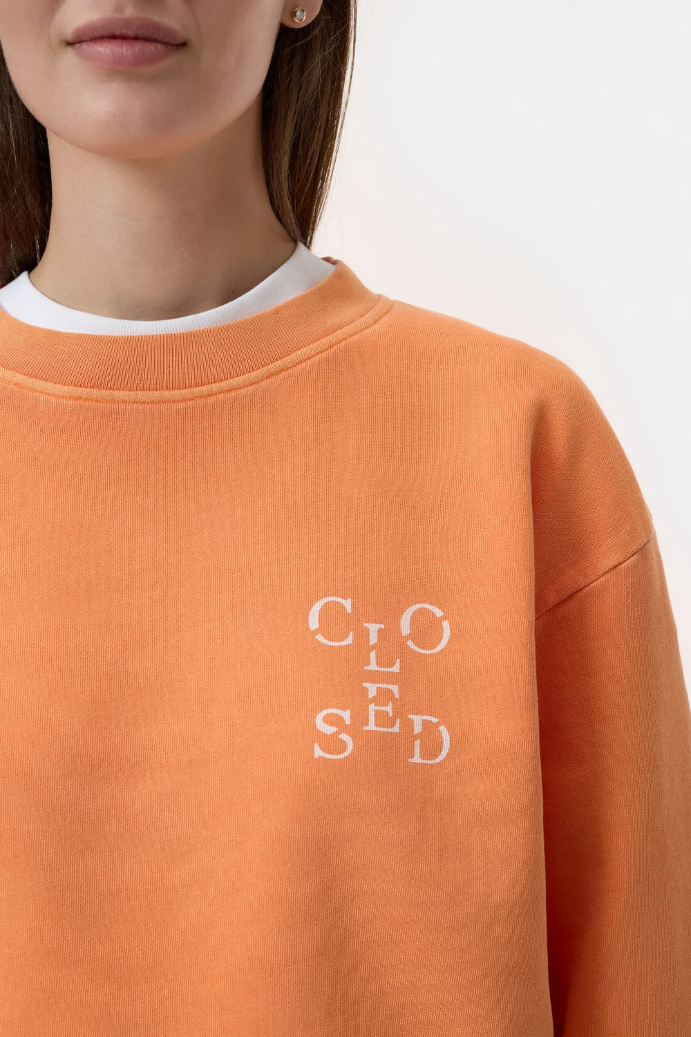 Closed Printed Sweatshirt - Pumpkin Orange sale tops - Sloane Boutique