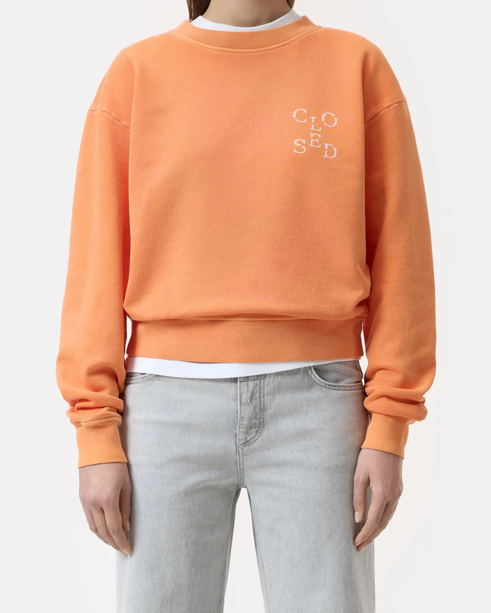 Closed Printed Sweatshirt - Pumpkin Orange sale tops - Sloane Boutique