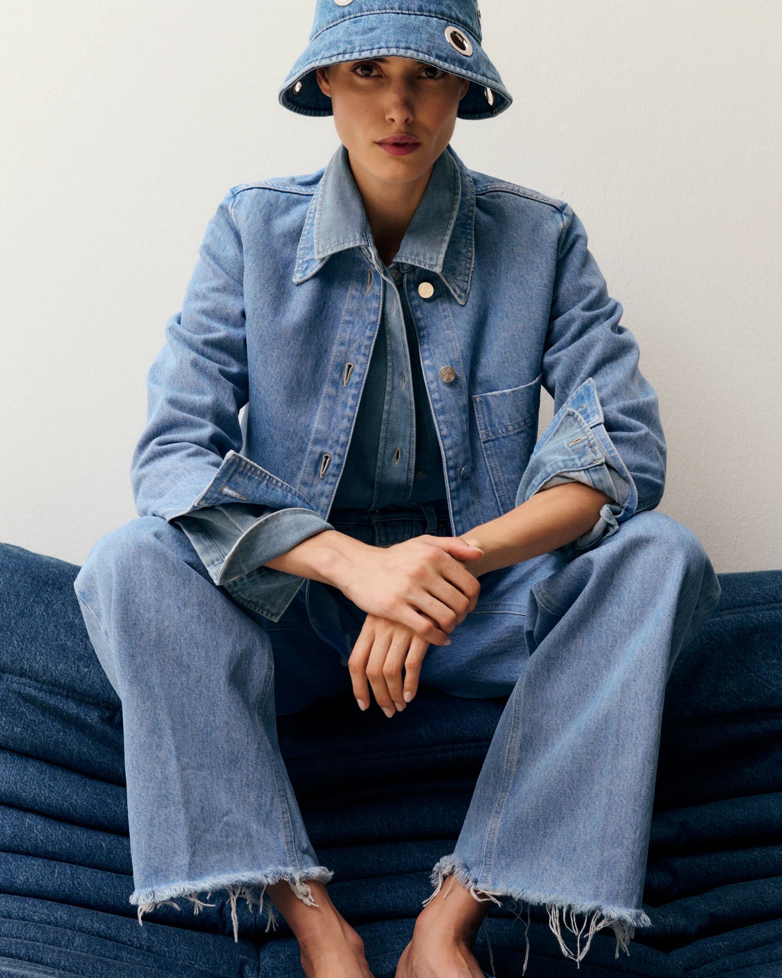 Closed Short Shirt Jacket - Light Blue sale outerwear - Sloane Boutique