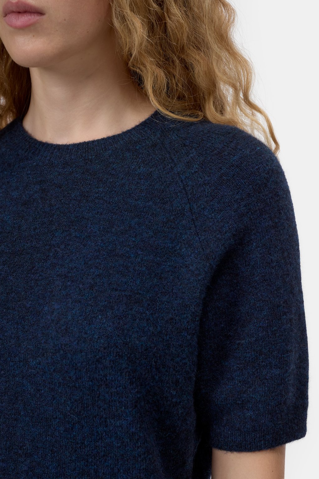 Closed Short Sleeve Crewneck Sweater - Dark Night Women's Tops - Sloane Boutique