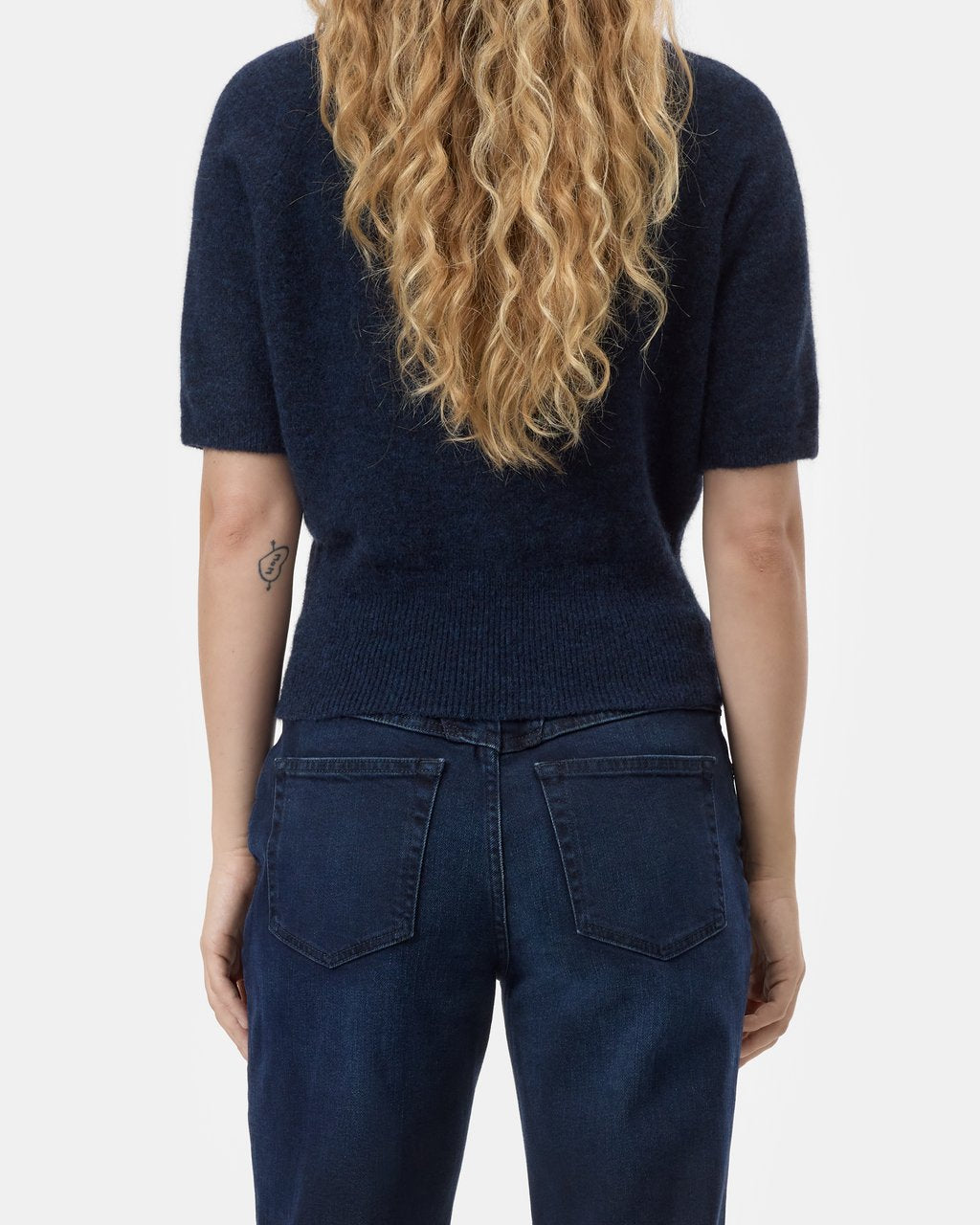 Closed Short Sleeve Crewneck Sweater - Dark Night Women's Tops - Sloane Boutique