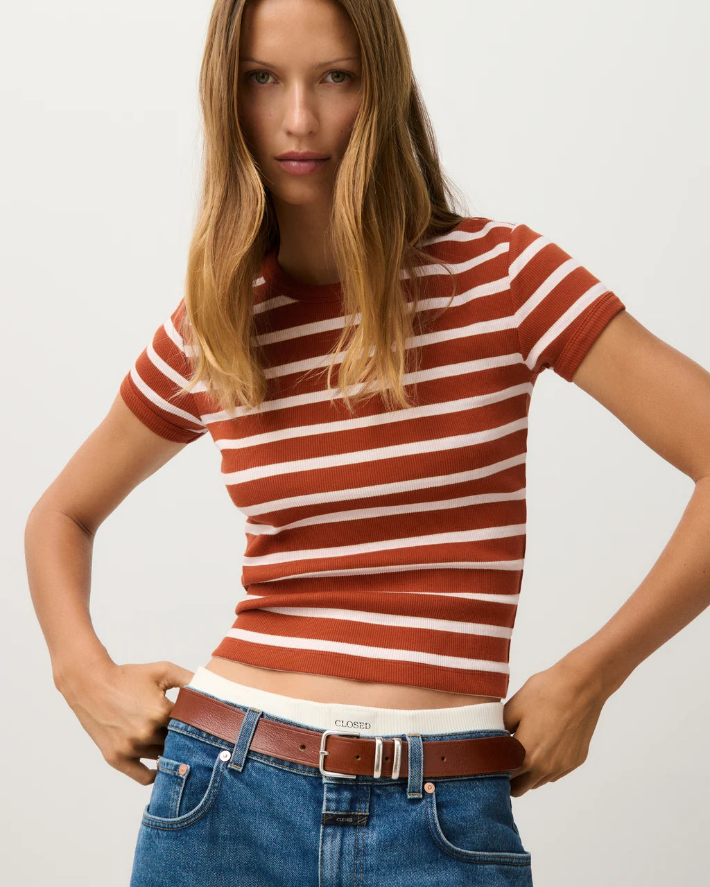 CLOSED Slim T-Shirt - Brick Red Women's Tops - Sloane Boutique