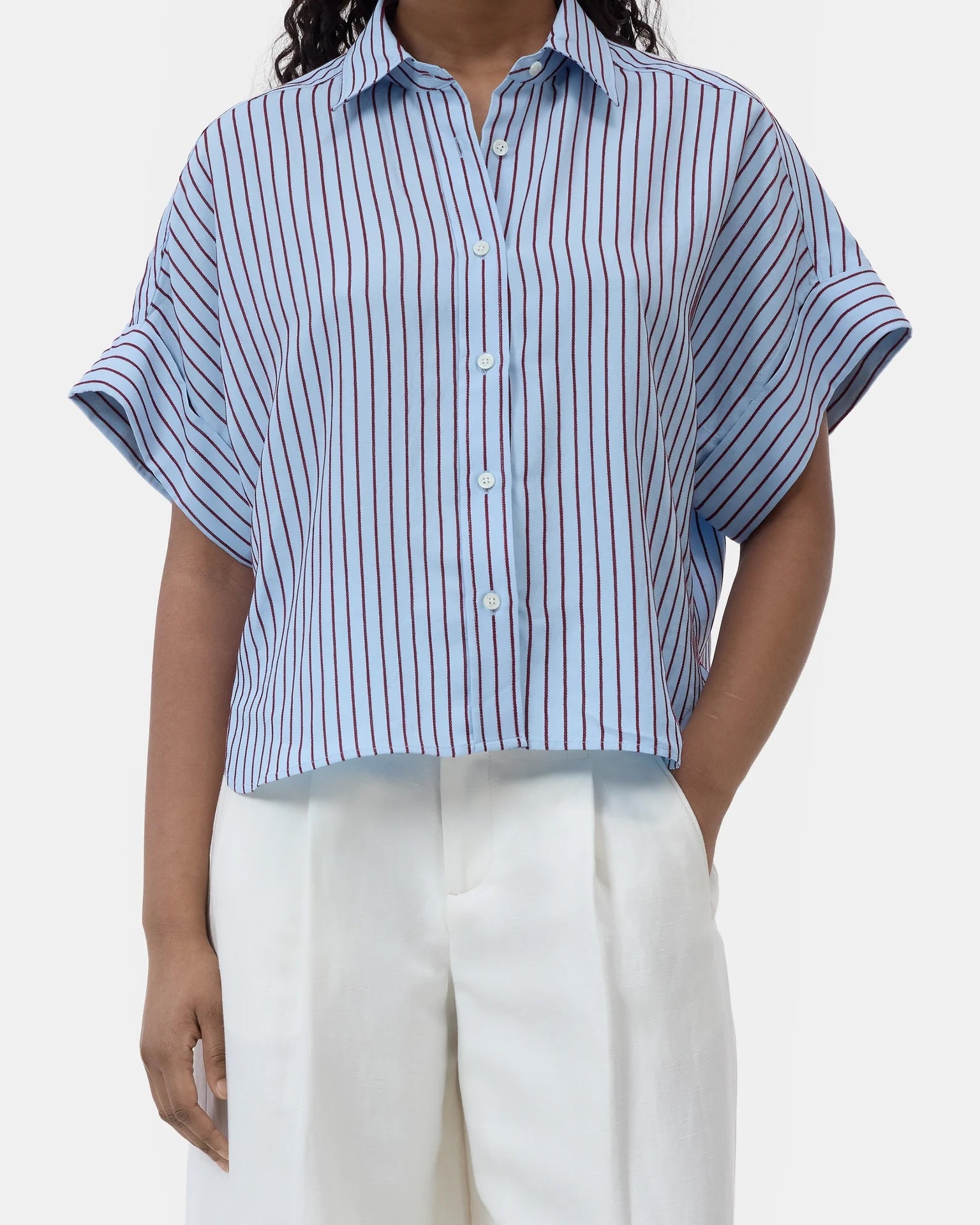 CLOSED Turn-Up Shirt - Dove Blue Women's Tops - Sloane Boutique