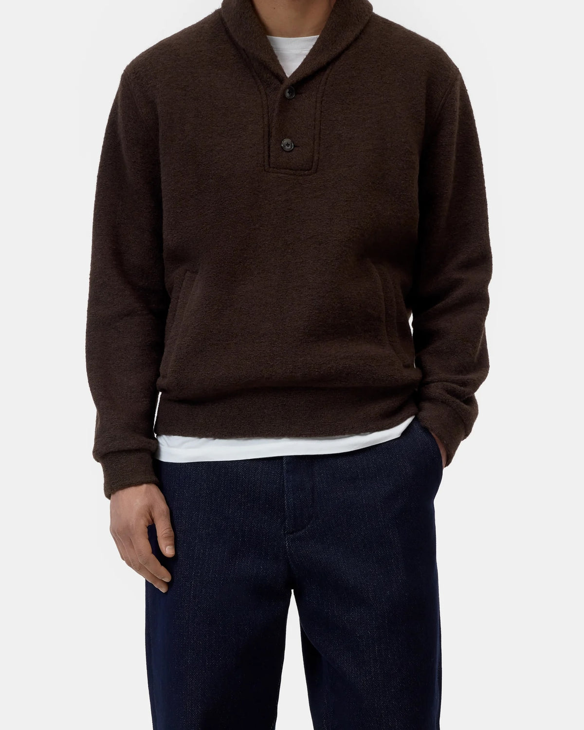 Closed Wool Fleece Sweatshirt - Espresso Brown Men's Tops - Sloane Boutique