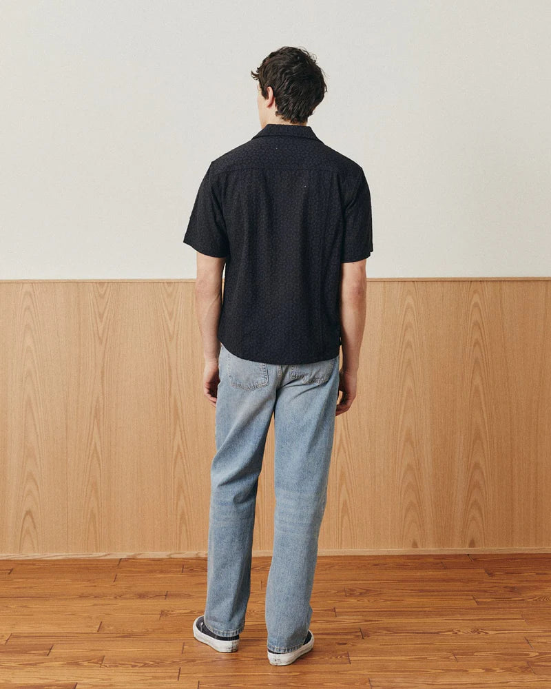 Corridor Floral Eyelet Short Sleeve - Black Men's Tops - Sloane Boutique