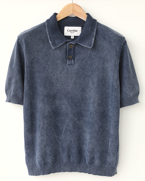 Corridor Men’s Rice Stitch Polo - Midnight Men's Tops - Sloane Boutique