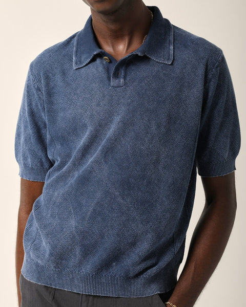 Corridor Men’s Rice Stitch Polo - Midnight Men's Tops - Sloane Boutique