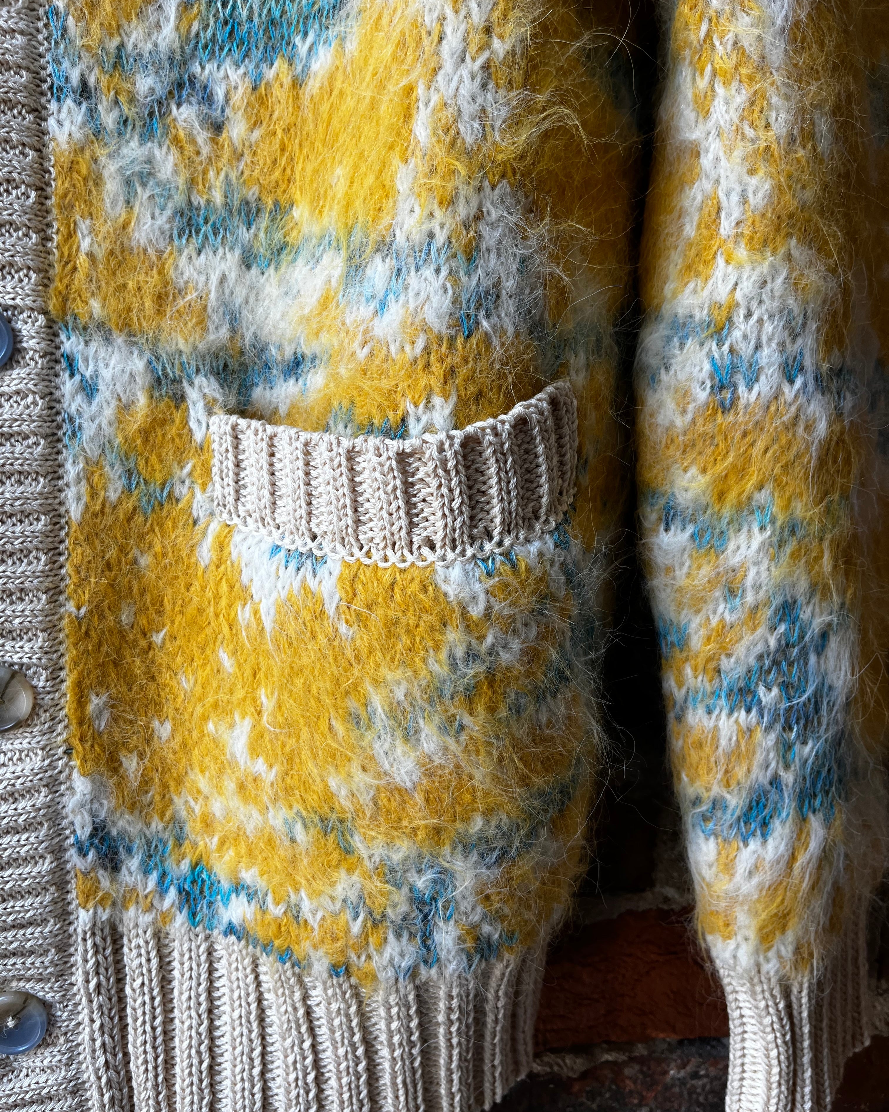 Corridor Mohair Camo Cardigan - Yellow Men's Tops - Sloane Boutique