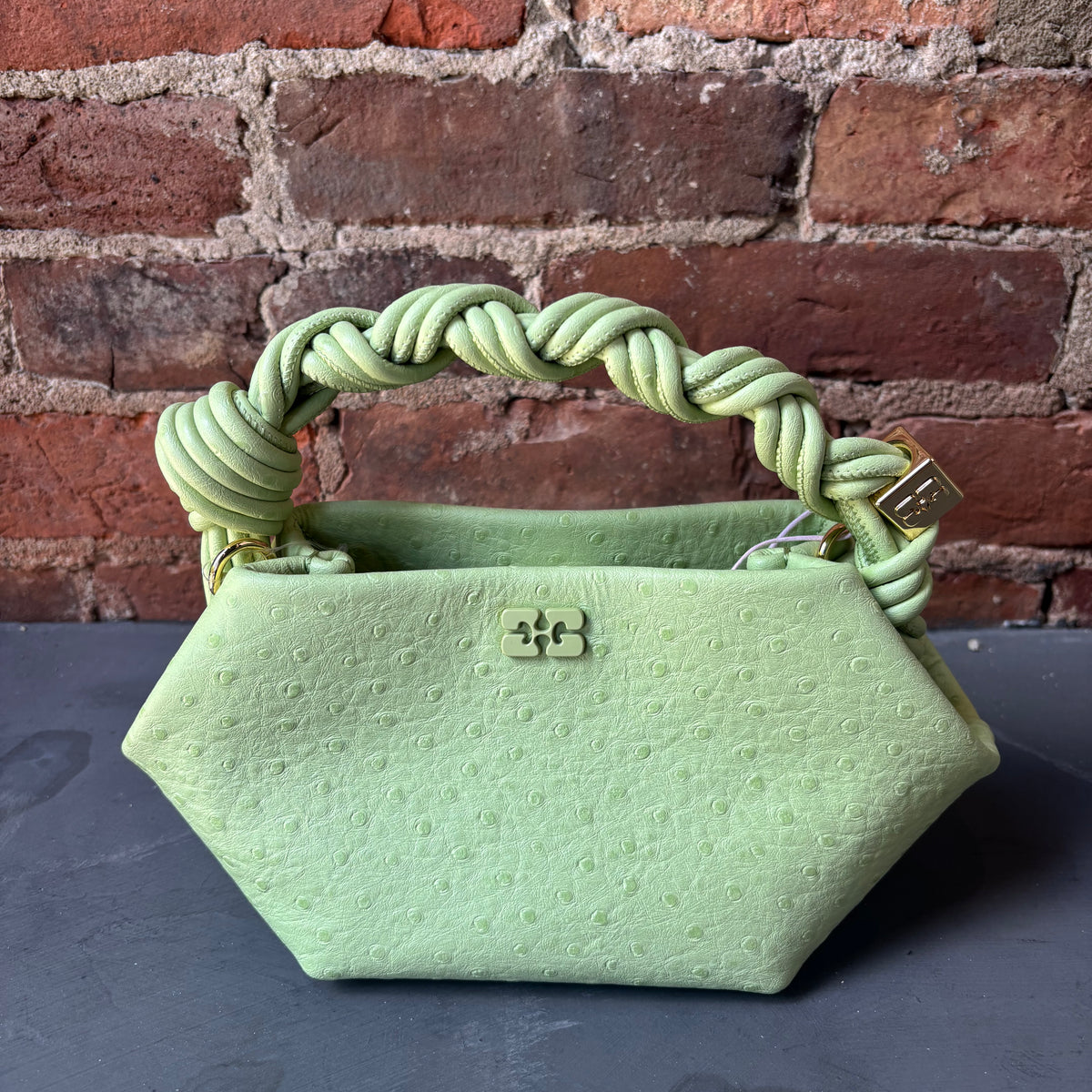 GANNI Bou Mini Ostrich - Lily Green – Sloane Boutique