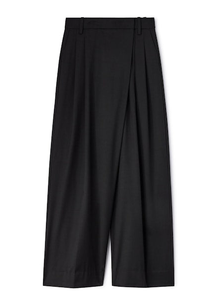 Ganni Calendered Wool Mid Waist Pants - Black Women's Bottoms - Sloane Boutique
