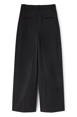 Ganni Calendered Wool Mid Waist Pants - Black Women's Bottoms - Sloane Boutique