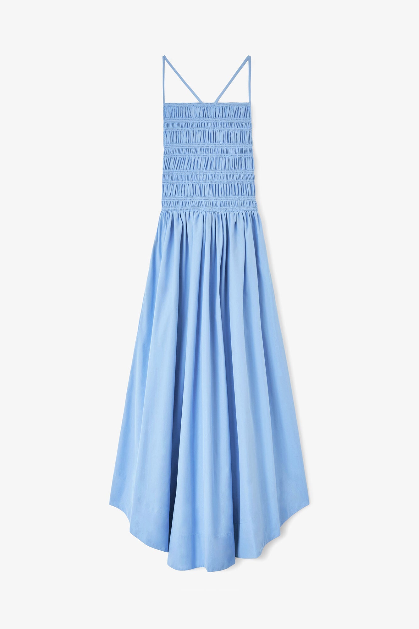 GANNI Compact Poplin Long Smocked Dress - Azurine Dresses - Sloane Boutique