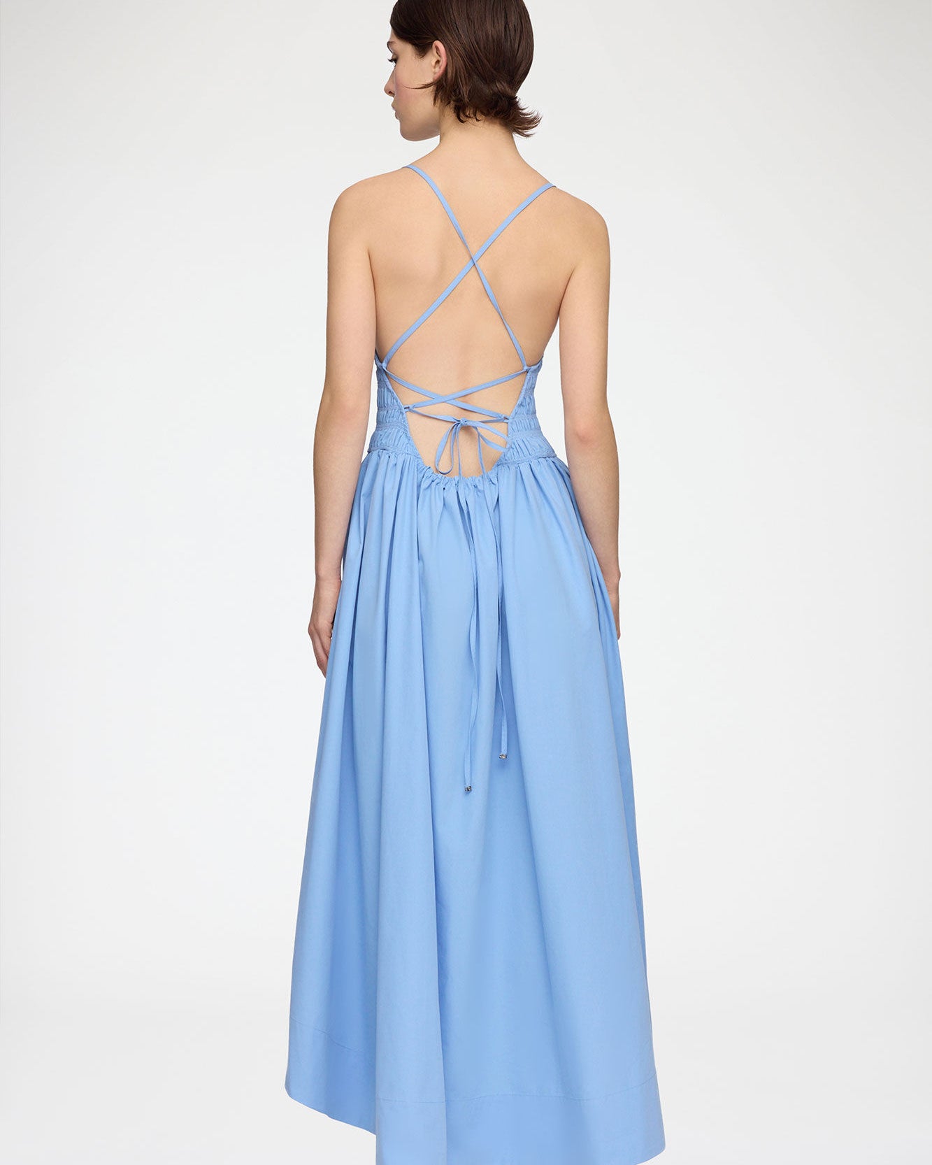 GANNI Compact Poplin Long Smocked Dress - Azurine Dresses - Sloane Boutique
