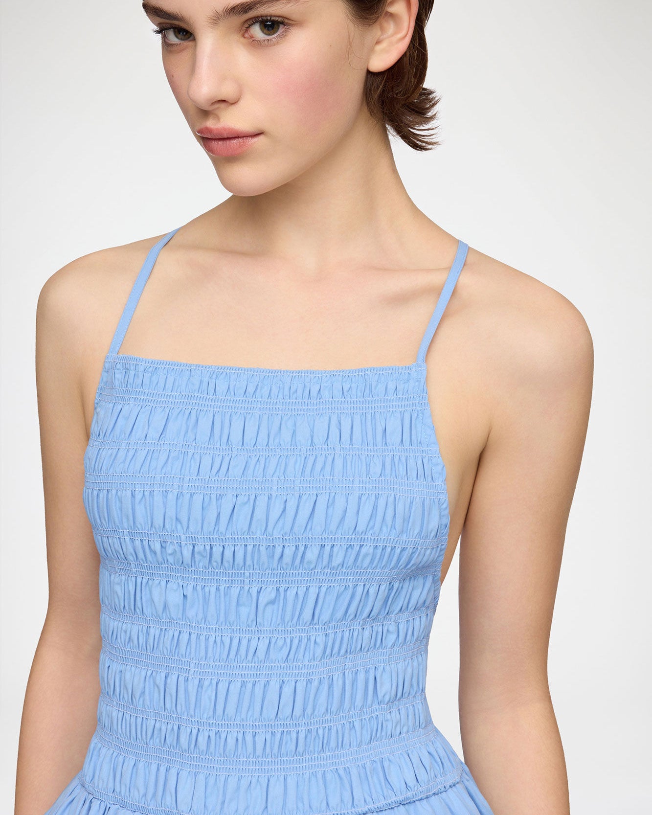 GANNI Compact Poplin Long Smocked Dress - Azurine Dresses - Sloane Boutique