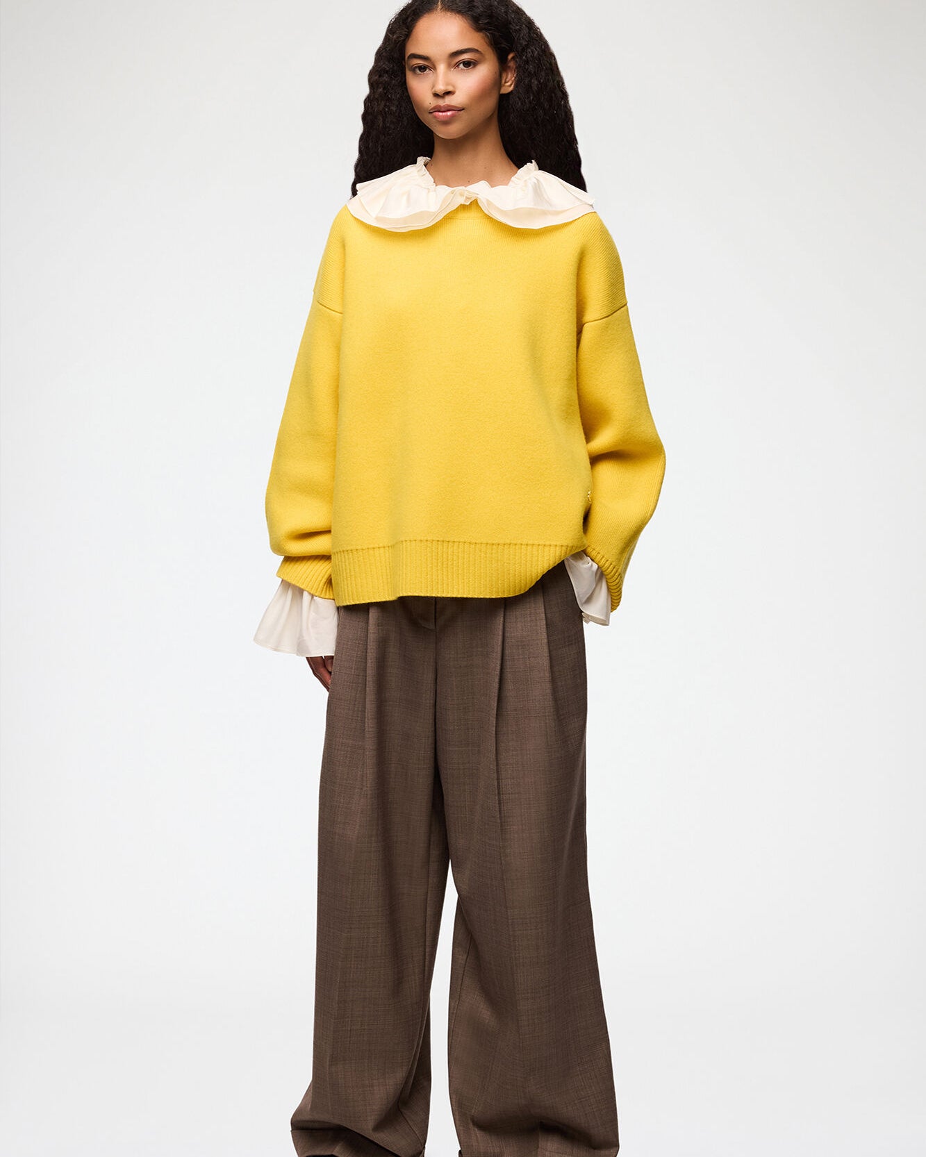 Ganni Double Knit Oversized Sweater - Lemon Women's Tops - Sloane Boutique