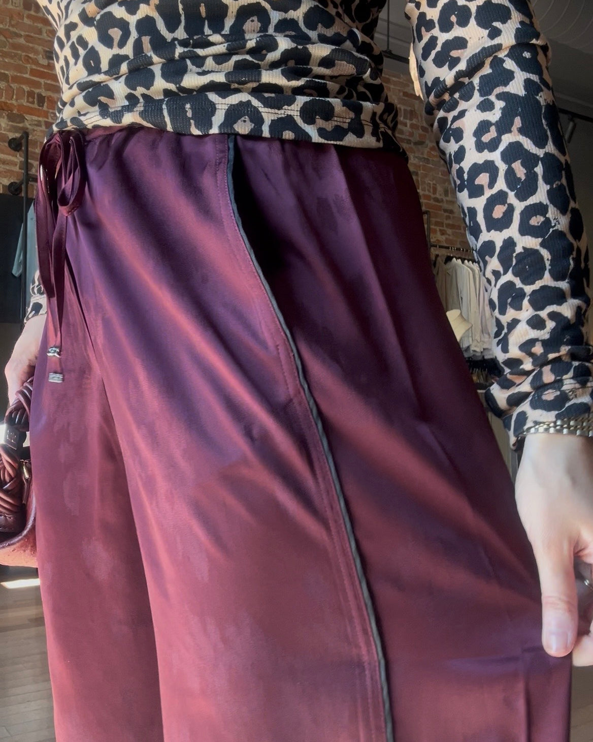 GANNI Fluid Satin Jacquard Elasticated Pants - Port Royale Women's Bottoms - Sloane Boutique