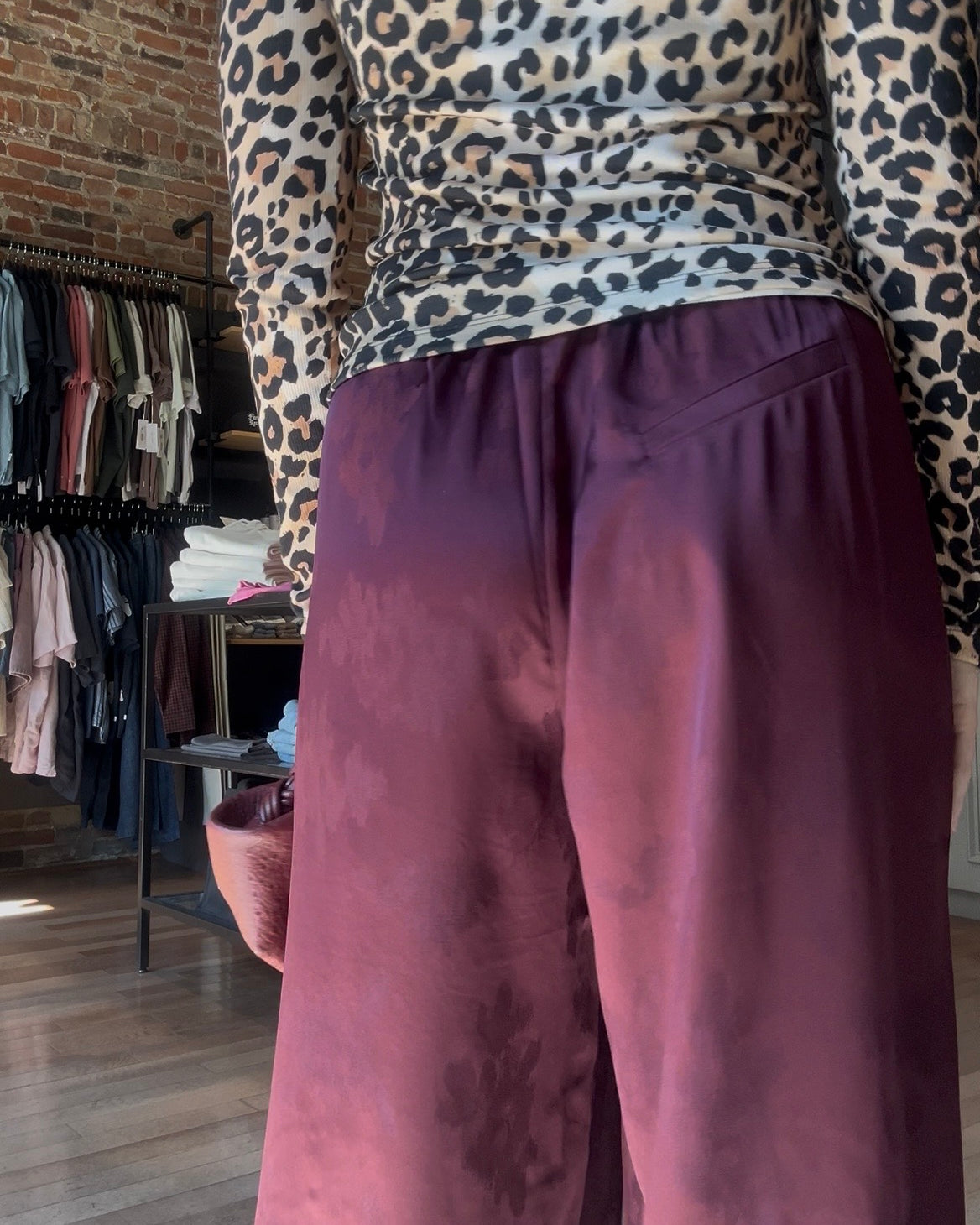 GANNI Fluid Satin Jacquard Elasticated Pants - Port Royale Women's Bottoms - Sloane Boutique