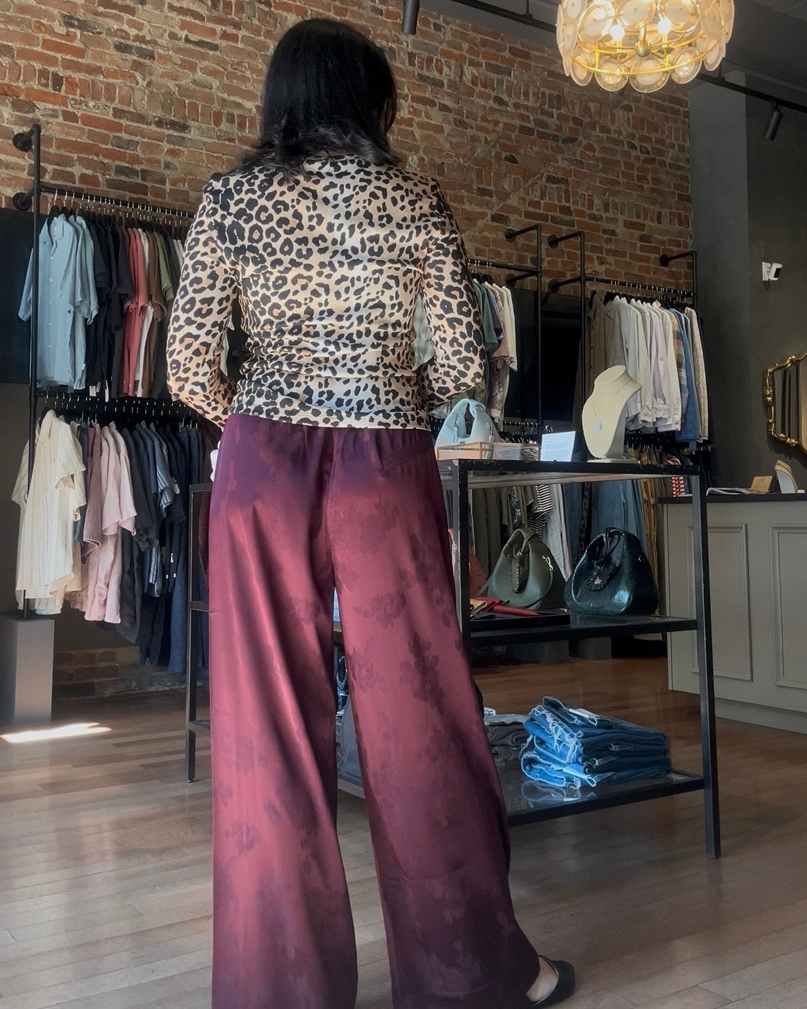 GANNI Fluid Satin Jacquard Elasticated Pants - Port Royale Women's Bottoms - Sloane Boutique