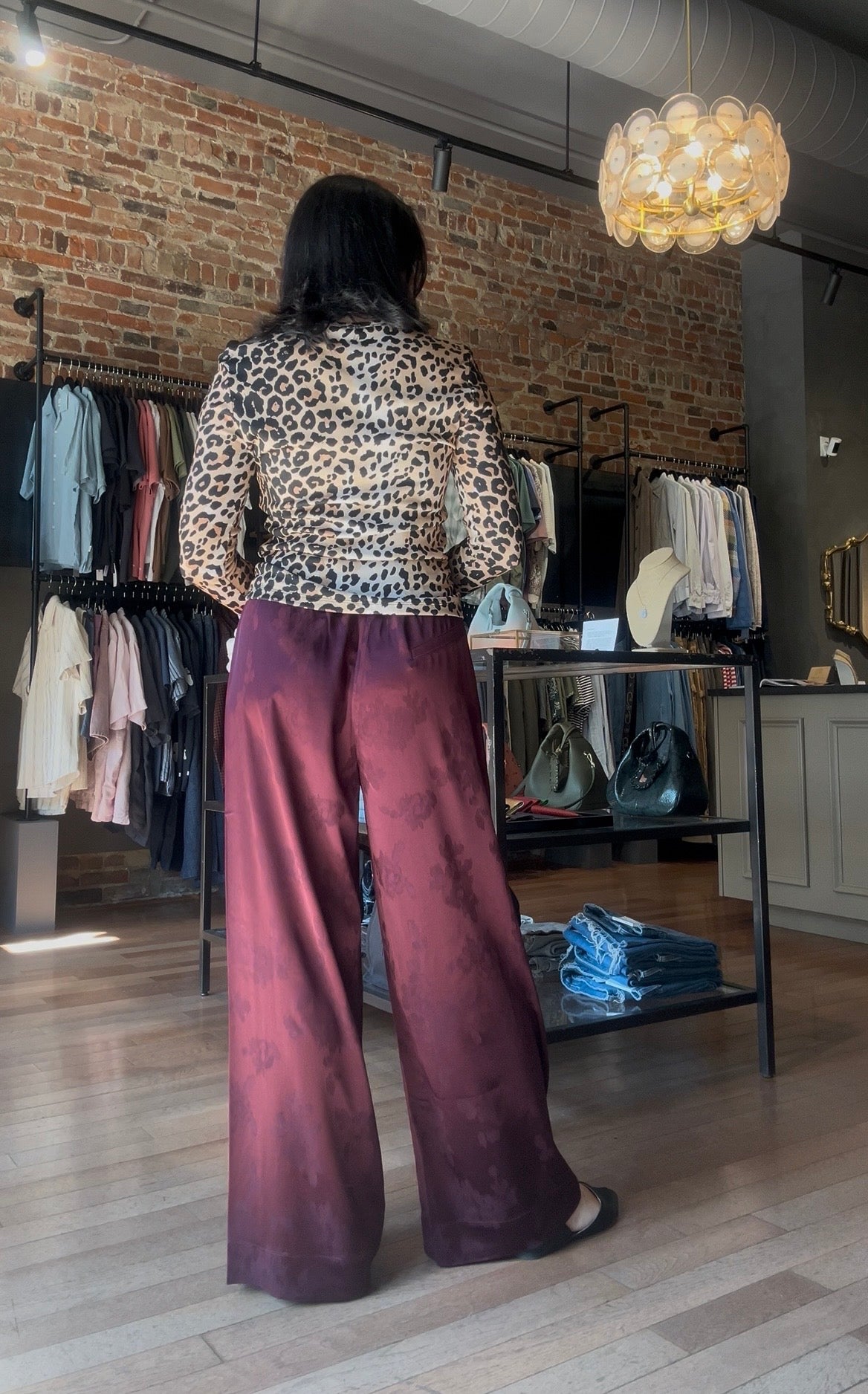 GANNI Fluid Satin Jacquard Elasticated Pants - Port Royale Women's Bottoms - Sloane Boutique