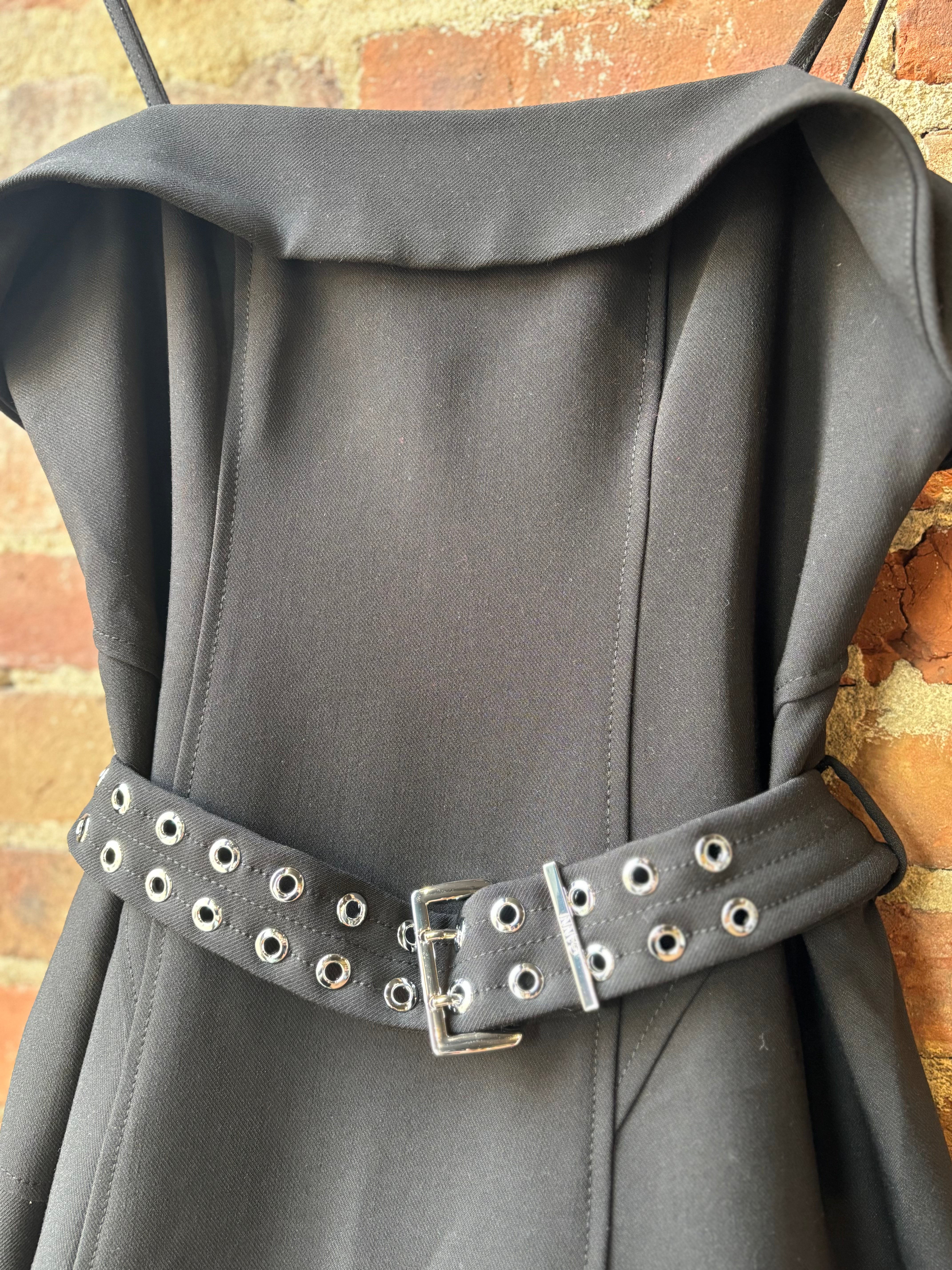 GANNI Future Twill Suiting Long Asymmetric Dress - Black Dresses - Sloane Boutique