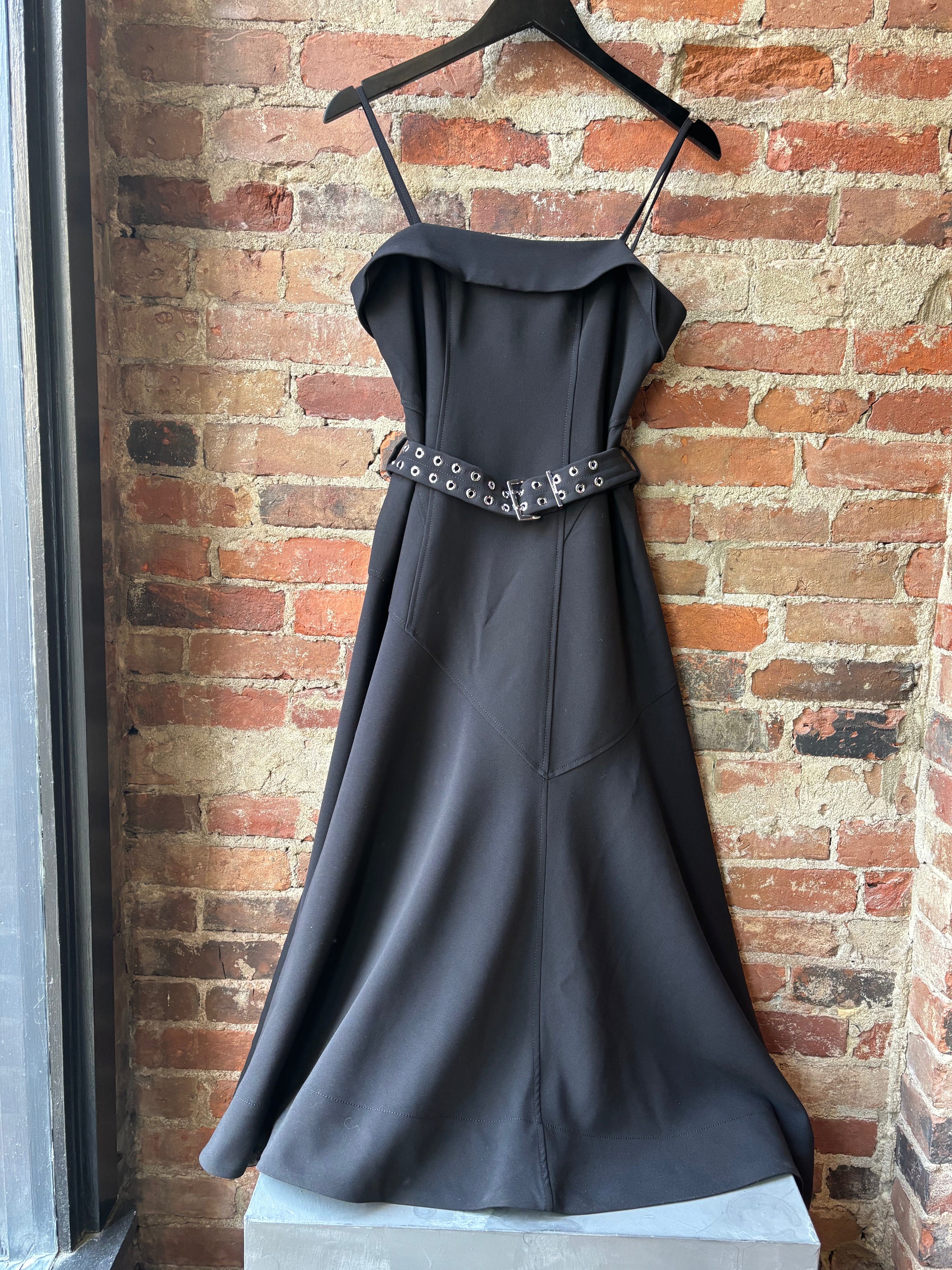 GANNI Future Twill Suiting Long Asymmetric Dress - Black Dresses - Sloane Boutique