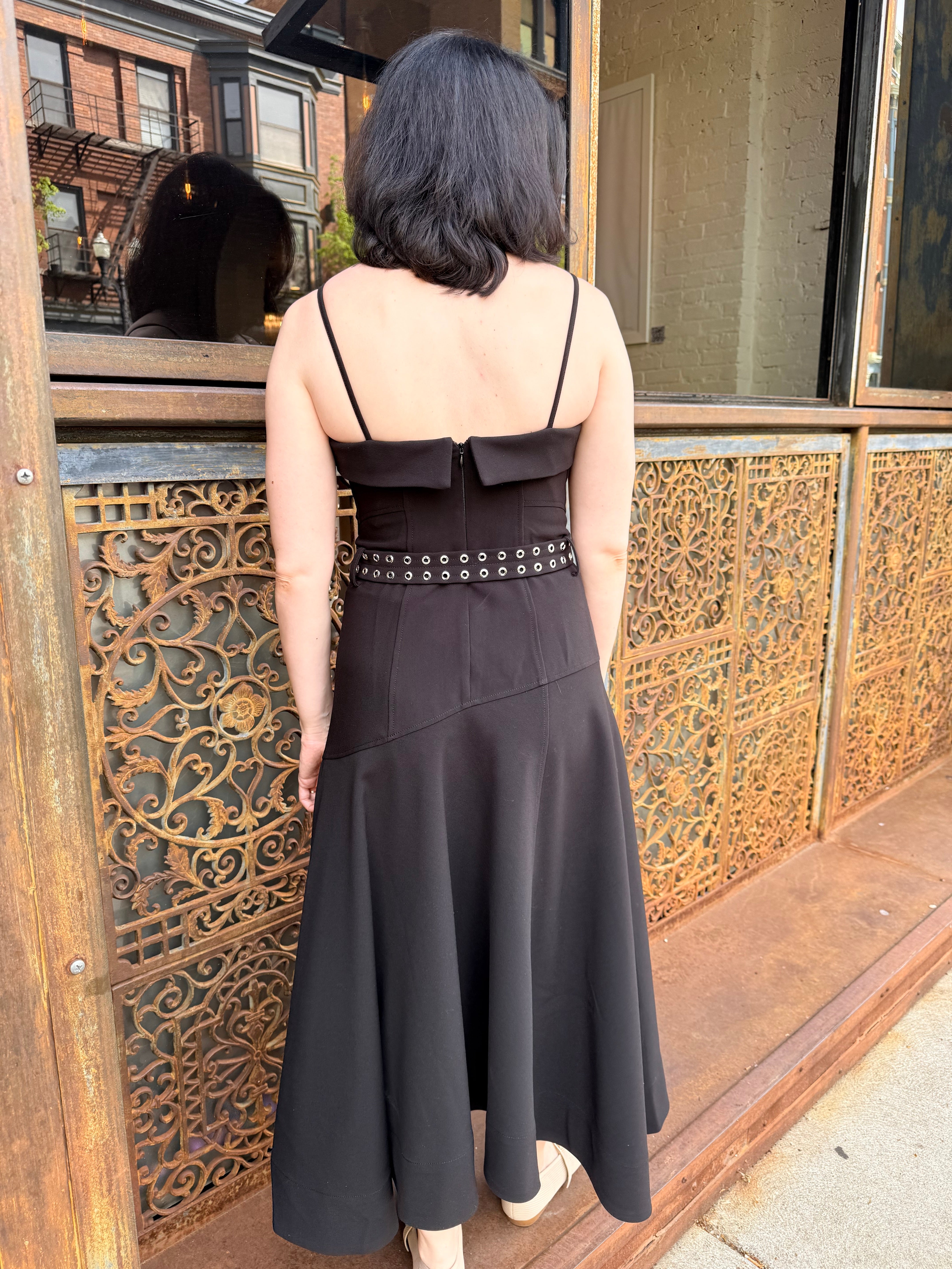 GANNI Future Twill Suiting Long Asymmetric Dress - Black Dresses - Sloane Boutique