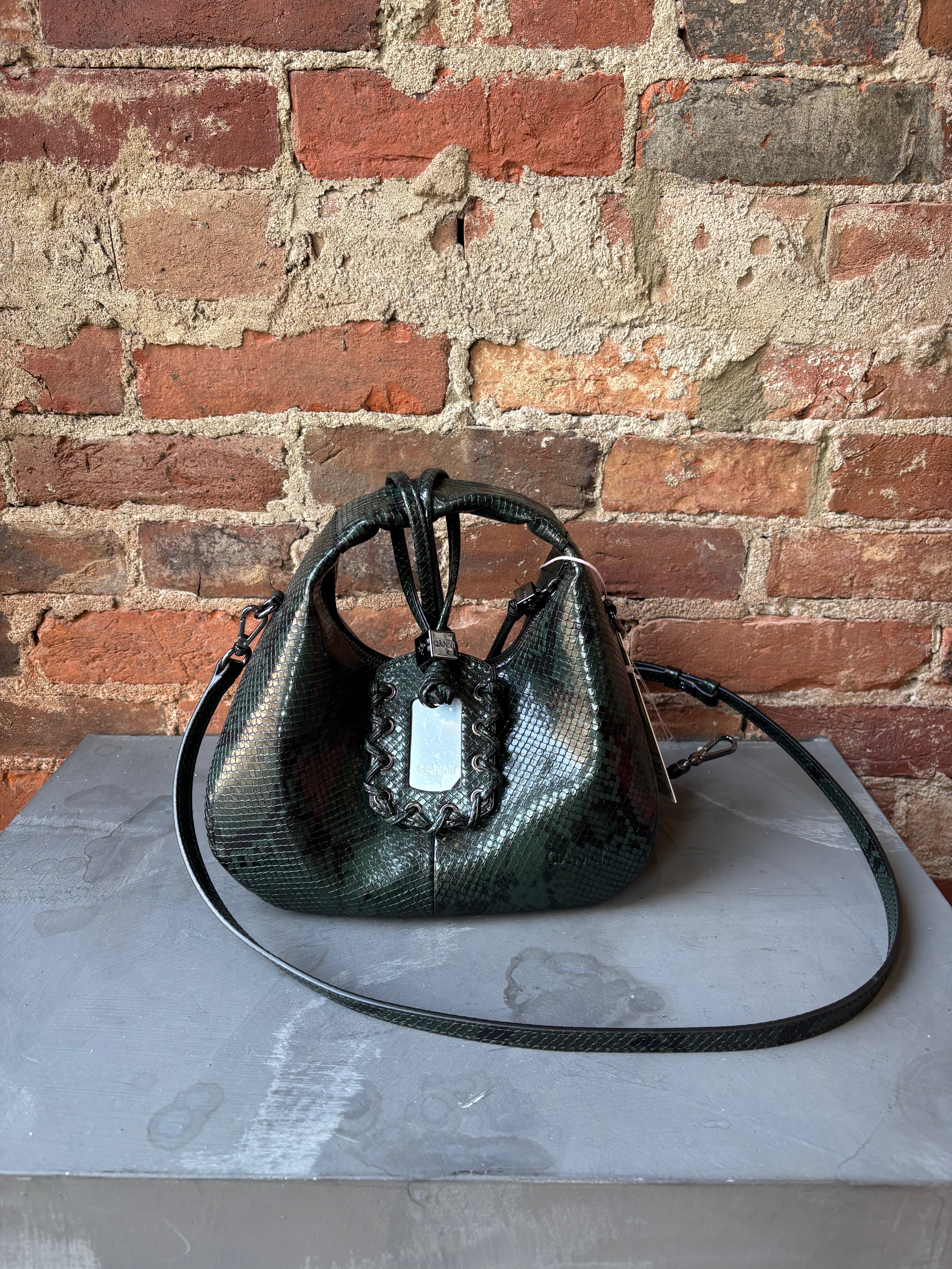 GANNI Hobo Mini Snake - Garden Topiary Handbags - Sloane Boutique