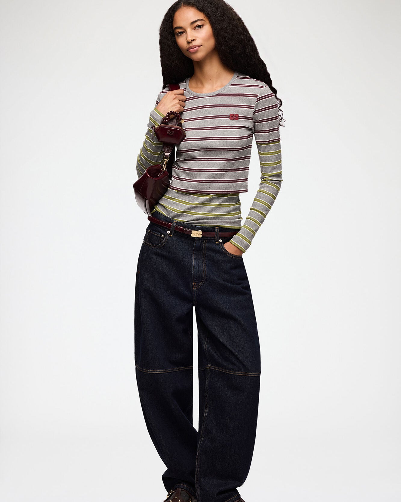 Ganni Long Sleeve Double Layer Top - Port Royale Women's Tops - Sloane Boutique