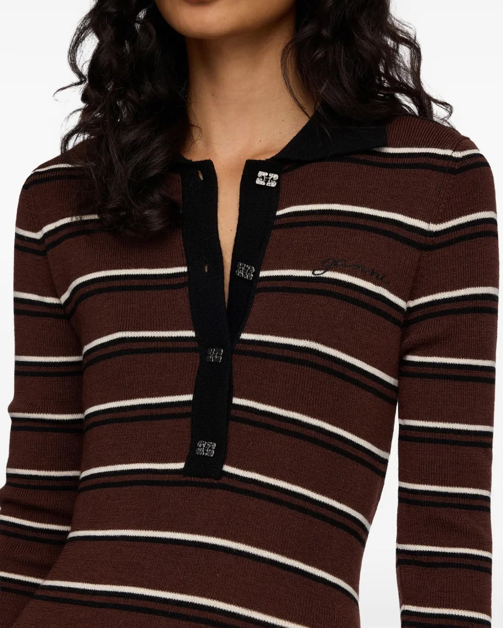 Ganni Mini Ribbed Merino Dress - Brown Dresses - Sloane Boutique