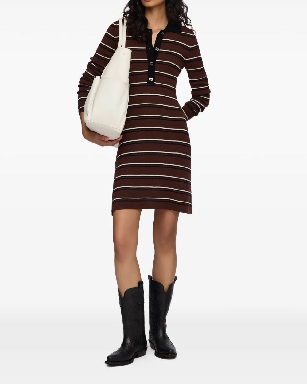 Ganni Mini Ribbed Merino Dress - Brown Dresses - Sloane Boutique