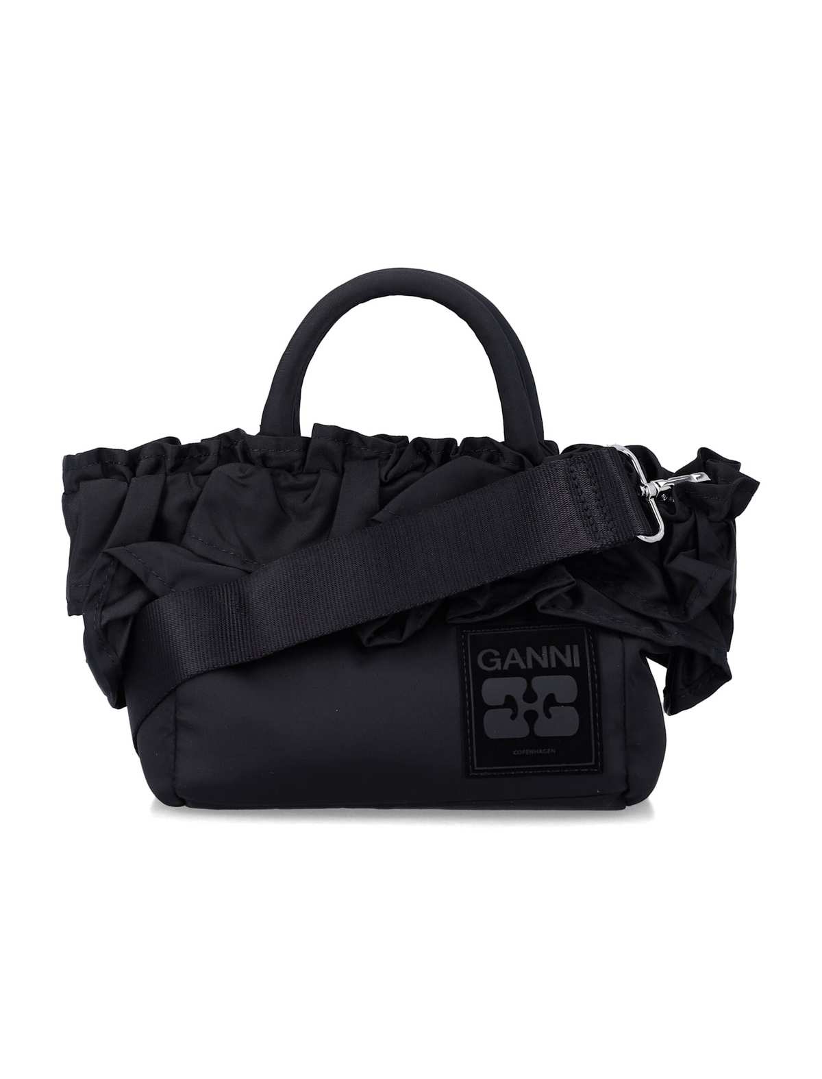 Ganni Mini Shopper Ruffle - Black Accessories - Sloane Boutique