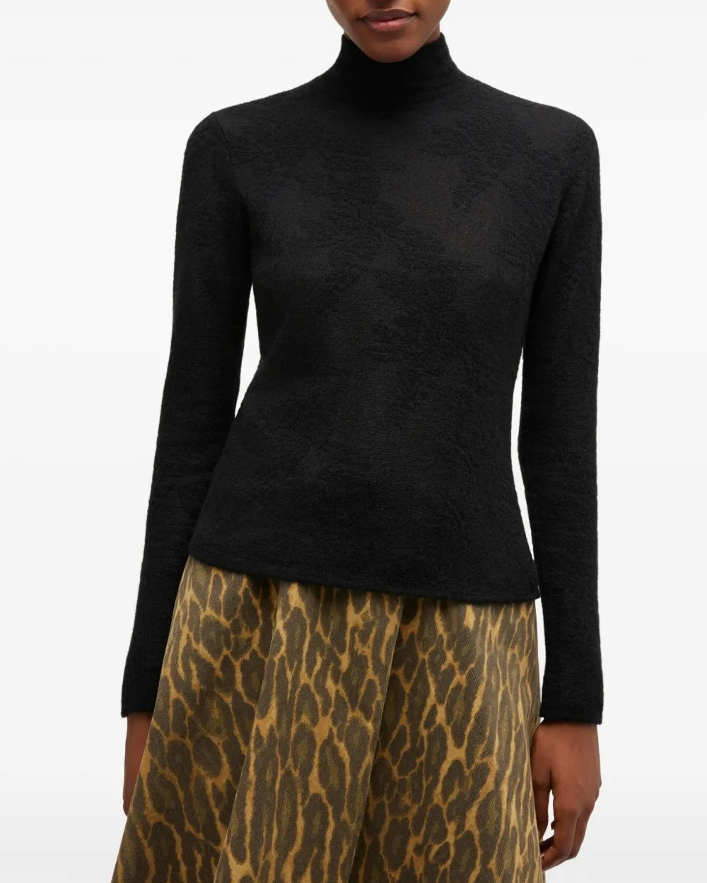 Ganni Pleated Turtleneck - Black Women's Tops - Sloane Boutique