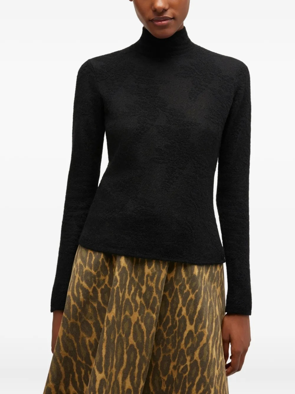 Ganni Pleated Turtleneck - Black Women's Tops - Sloane Boutique