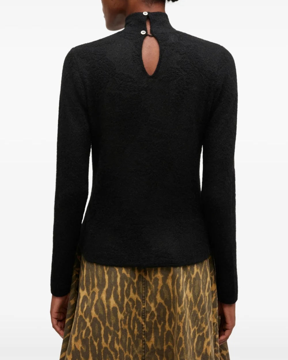 Ganni Pleated Turtleneck - Black Women's Tops - Sloane Boutique