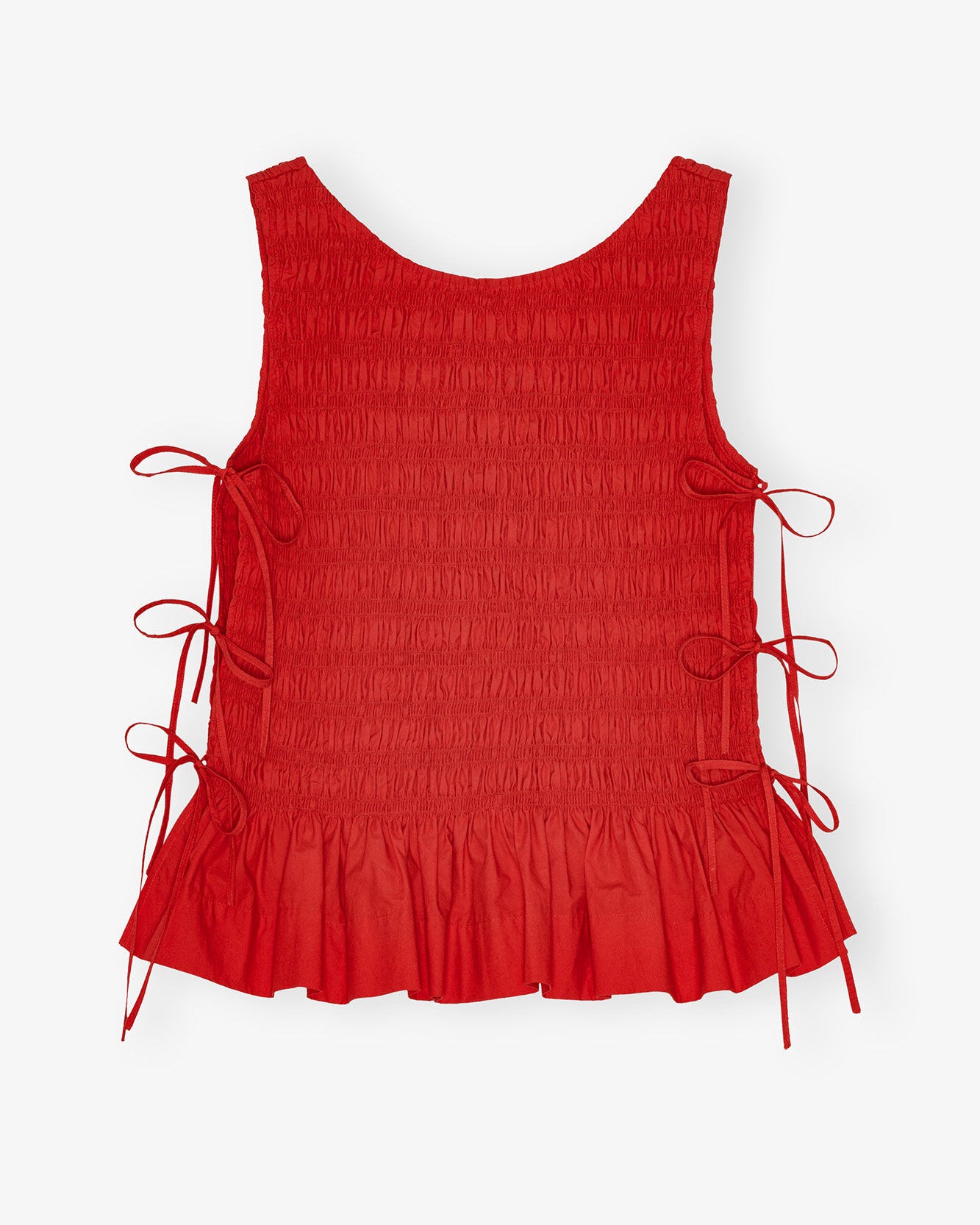Ganni Poplin Smock Tie String Top - Racing Red Women's Tops - Sloane Boutique