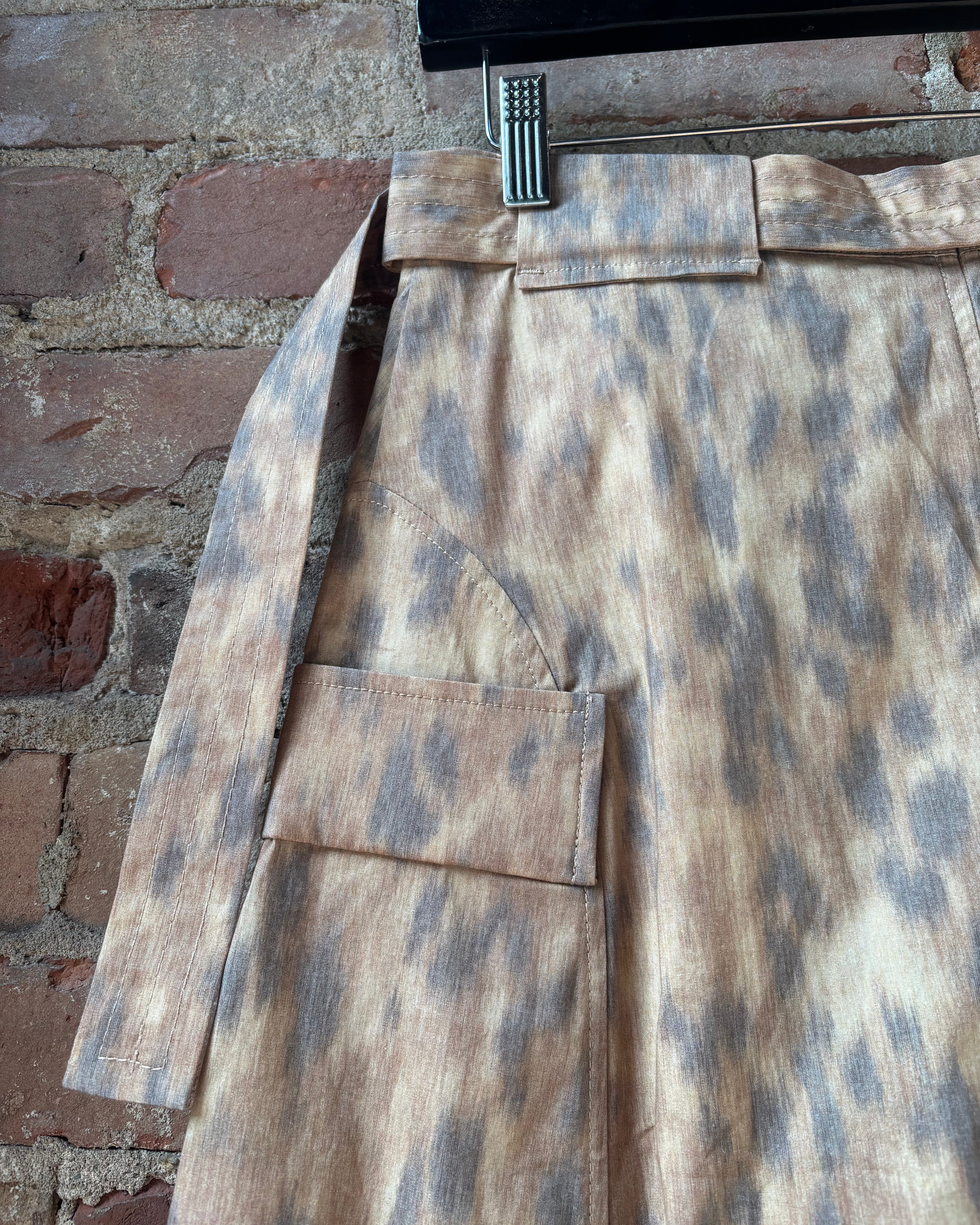 GANNI Printed Stretch Cotton Asymmetric Belt Skirt - Burro Women's Bottoms - Sloane Boutique