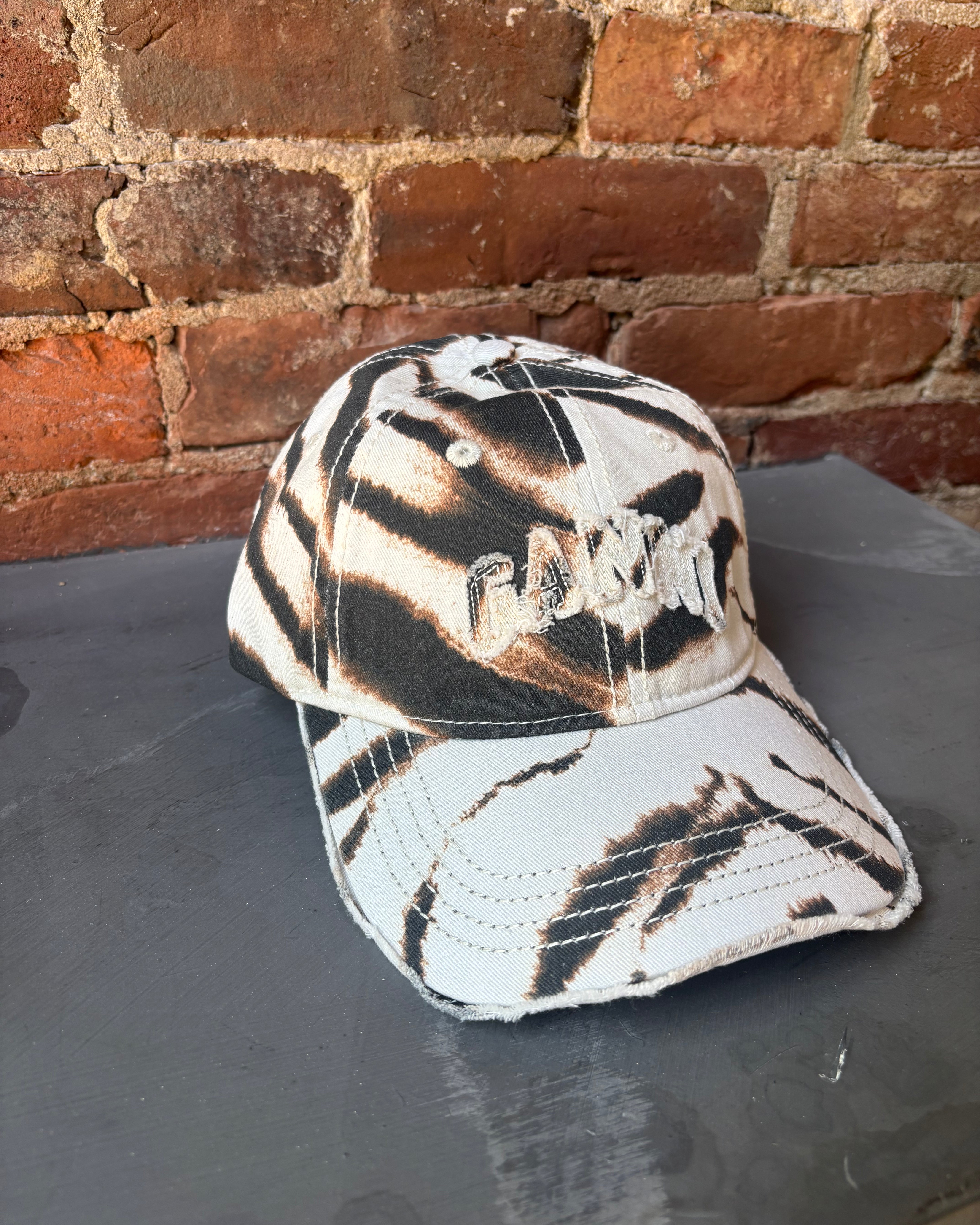 GANNI Printed Washed Cotton Canvas Cap - Egret Accessories - Sloane Boutique