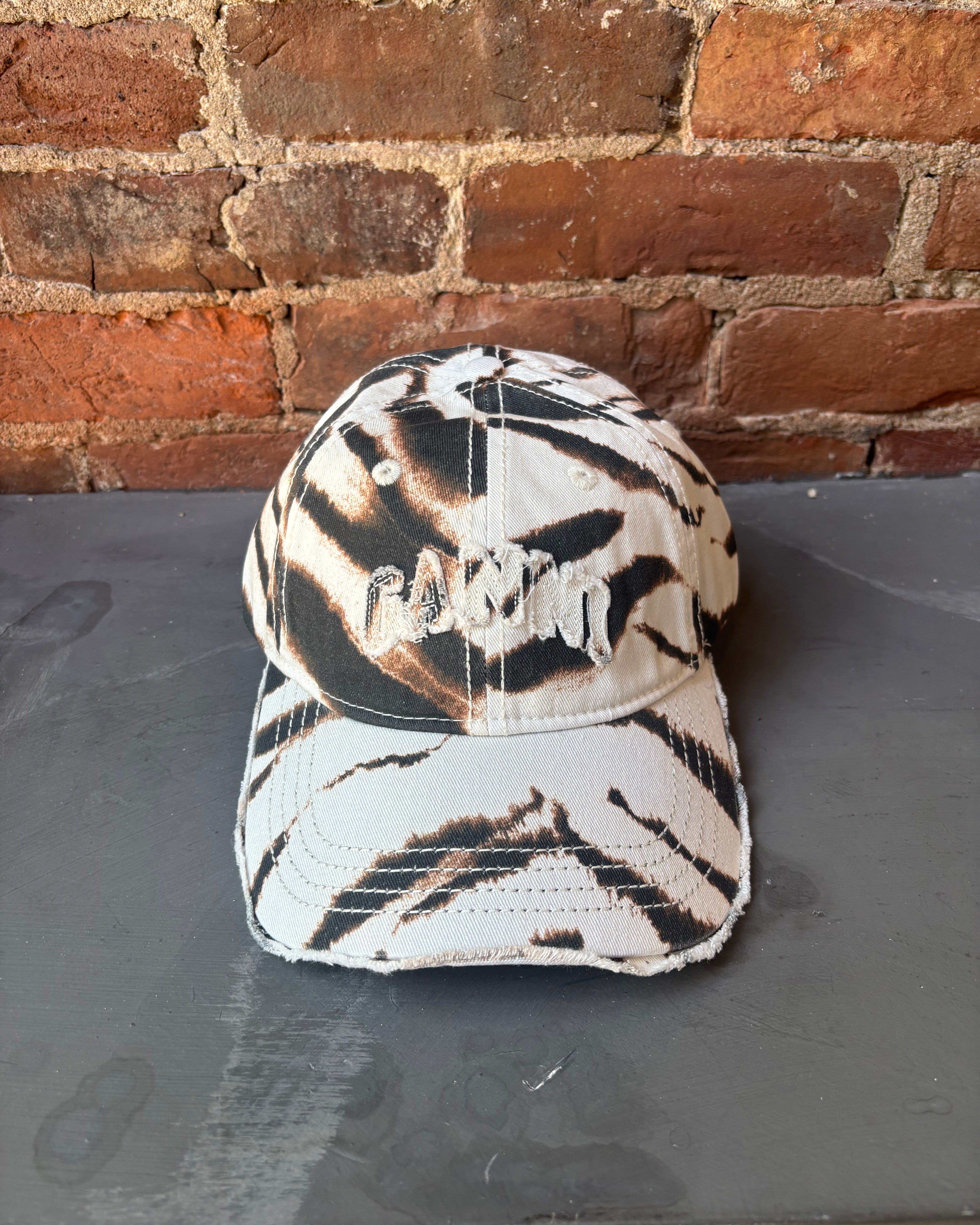 GANNI Printed Washed Cotton Canvas Cap - Egret Accessories - Sloane Boutique