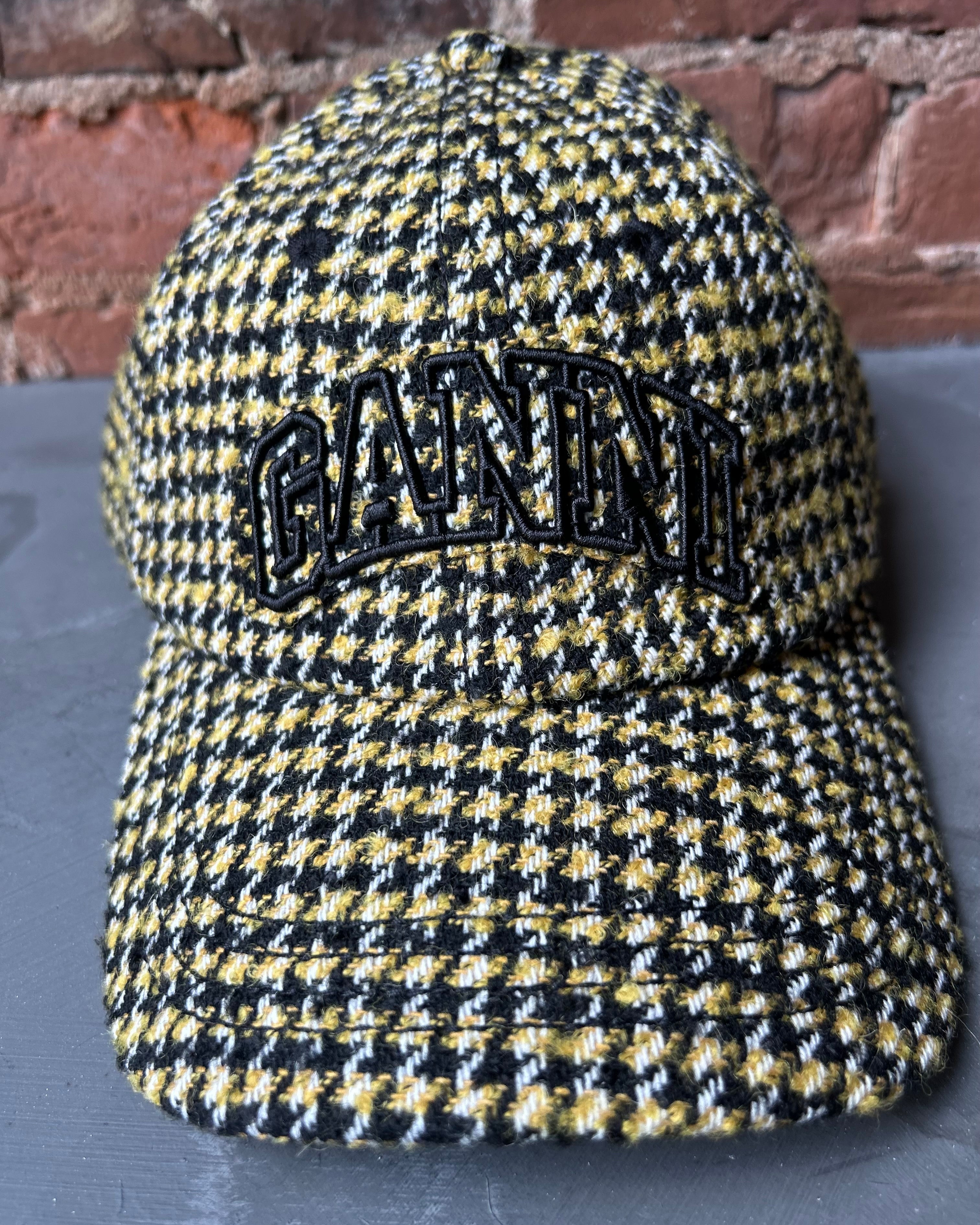 Ganni Wool Check Cap - Blazing Yellow Accessories - Sloane Boutique