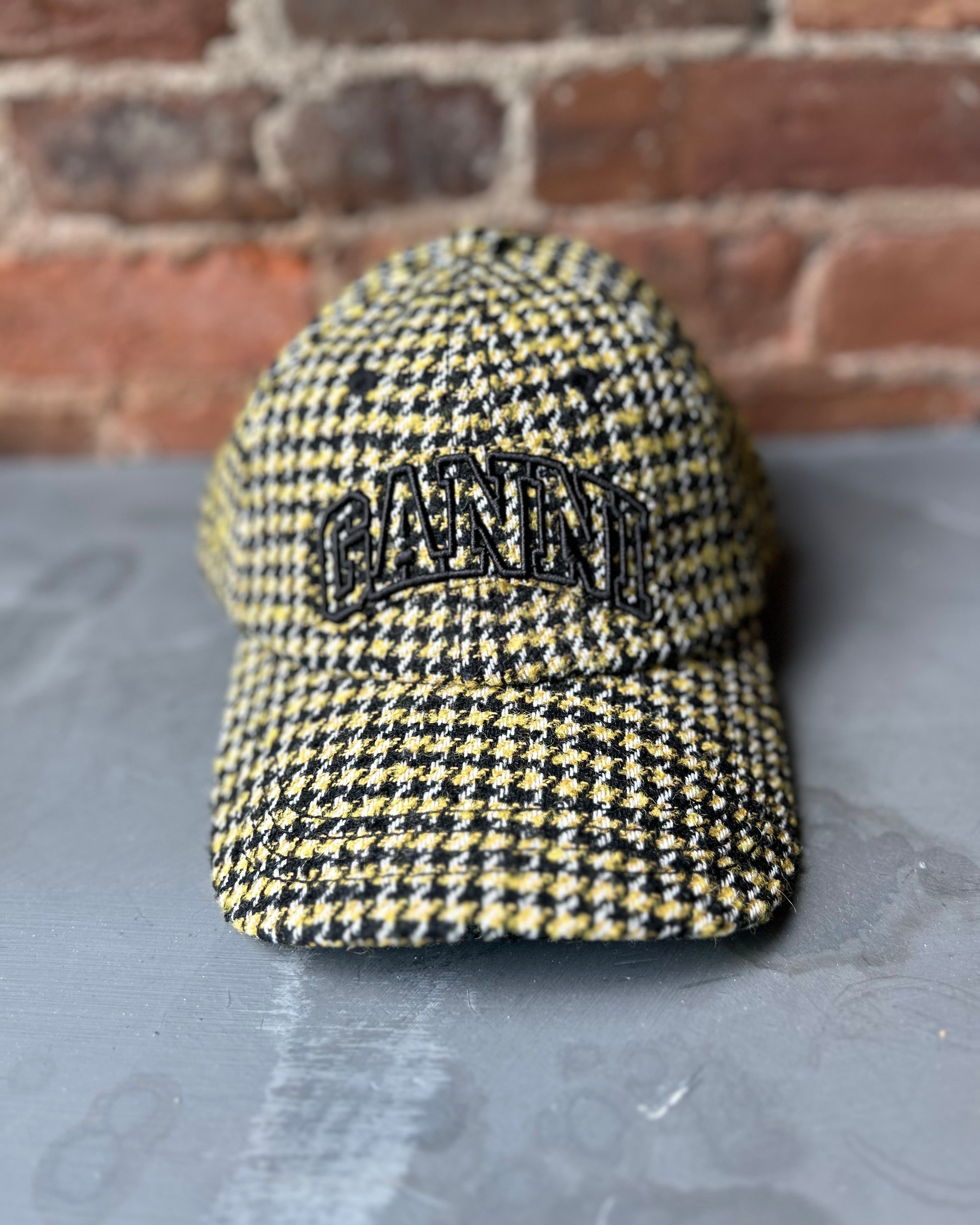 Ganni Wool Check Cap - Blazing Yellow Accessories - Sloane Boutique